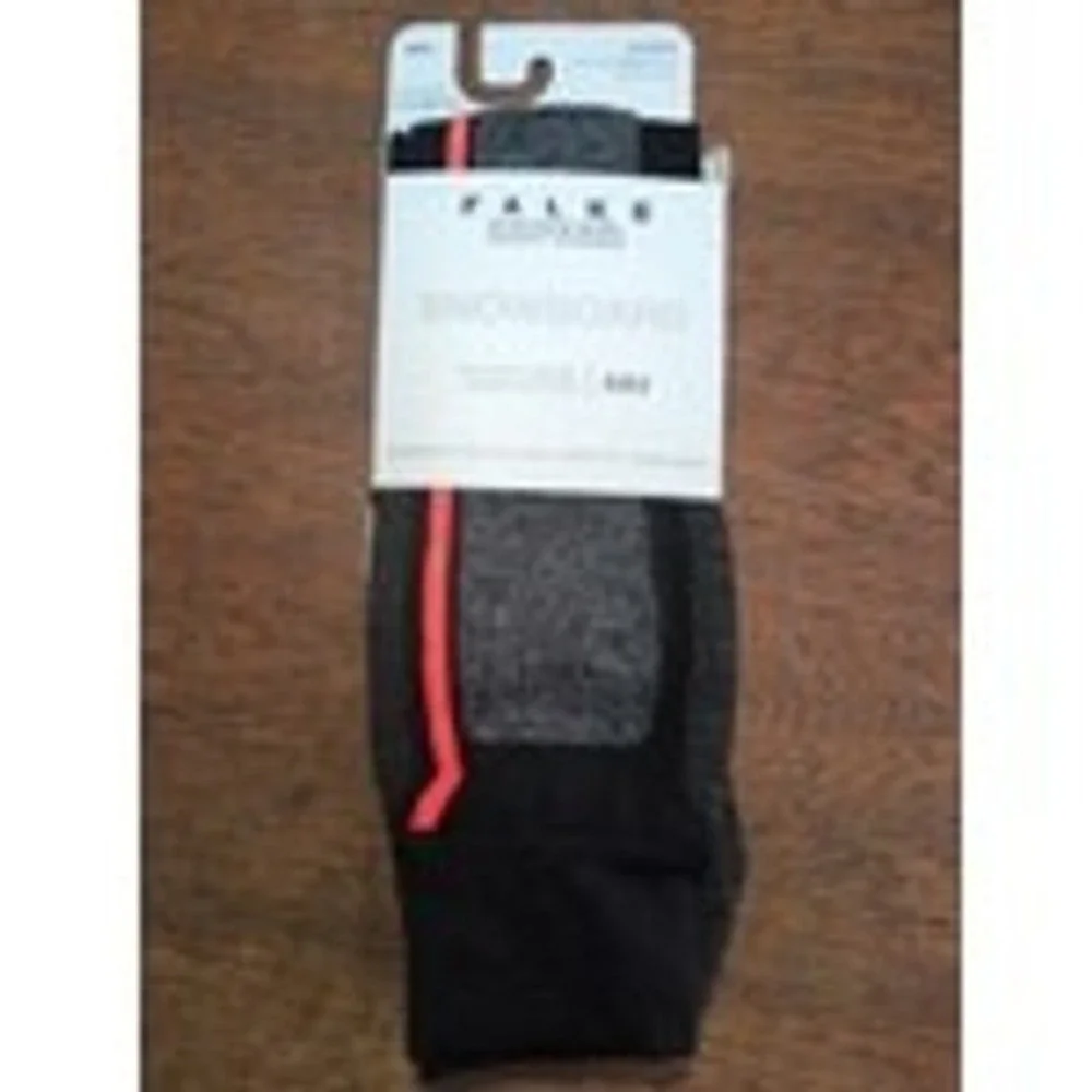 Falke SB2 Snowboard Socks Size 8-9 Black Grey Orange New Wool Blend Knee High